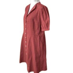 Allegra K Women's Cotton Puff Short Sleeve Flat Collar Button Down Shirt Dress